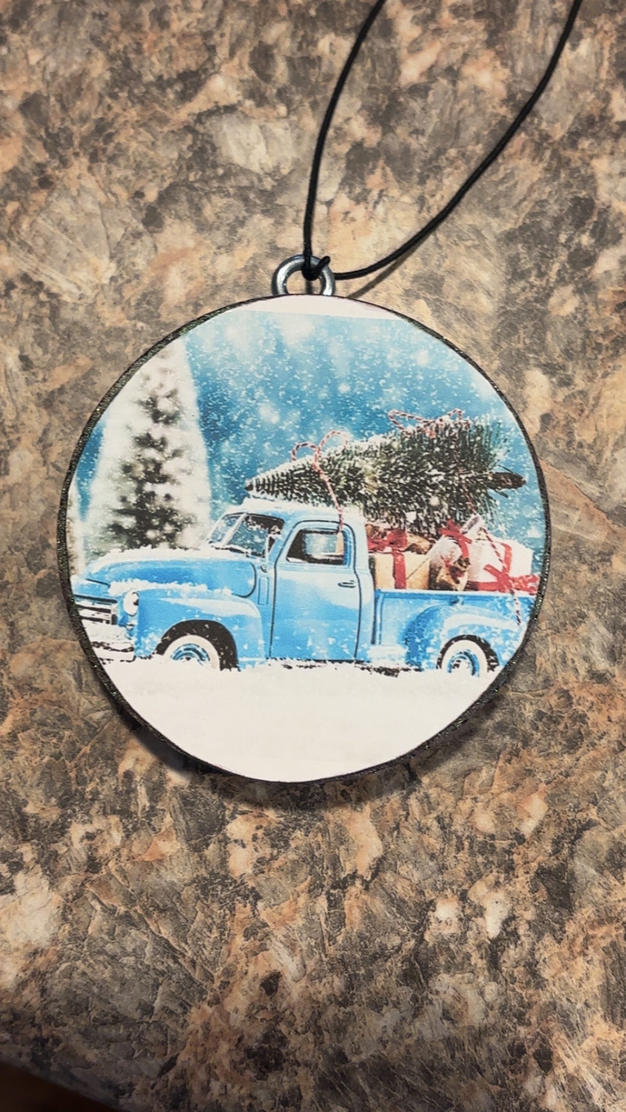 Blue Christmas Tree Truck Car Freshie-Cinnamon Apple