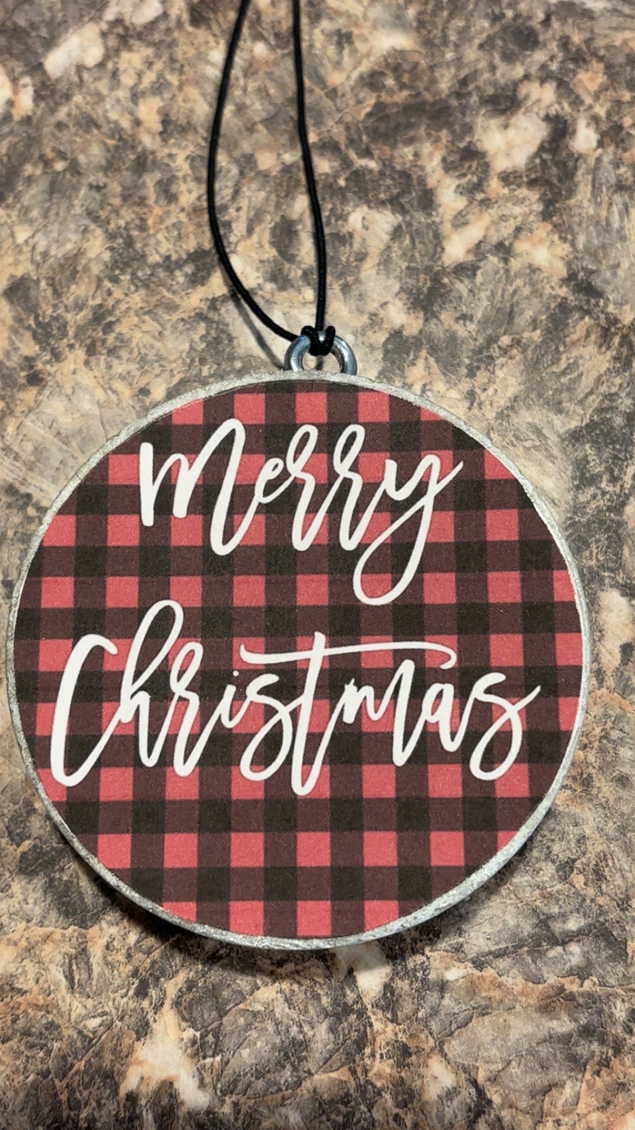 Merry Christmas Buffalo Plaid Car Freshie-Volcano