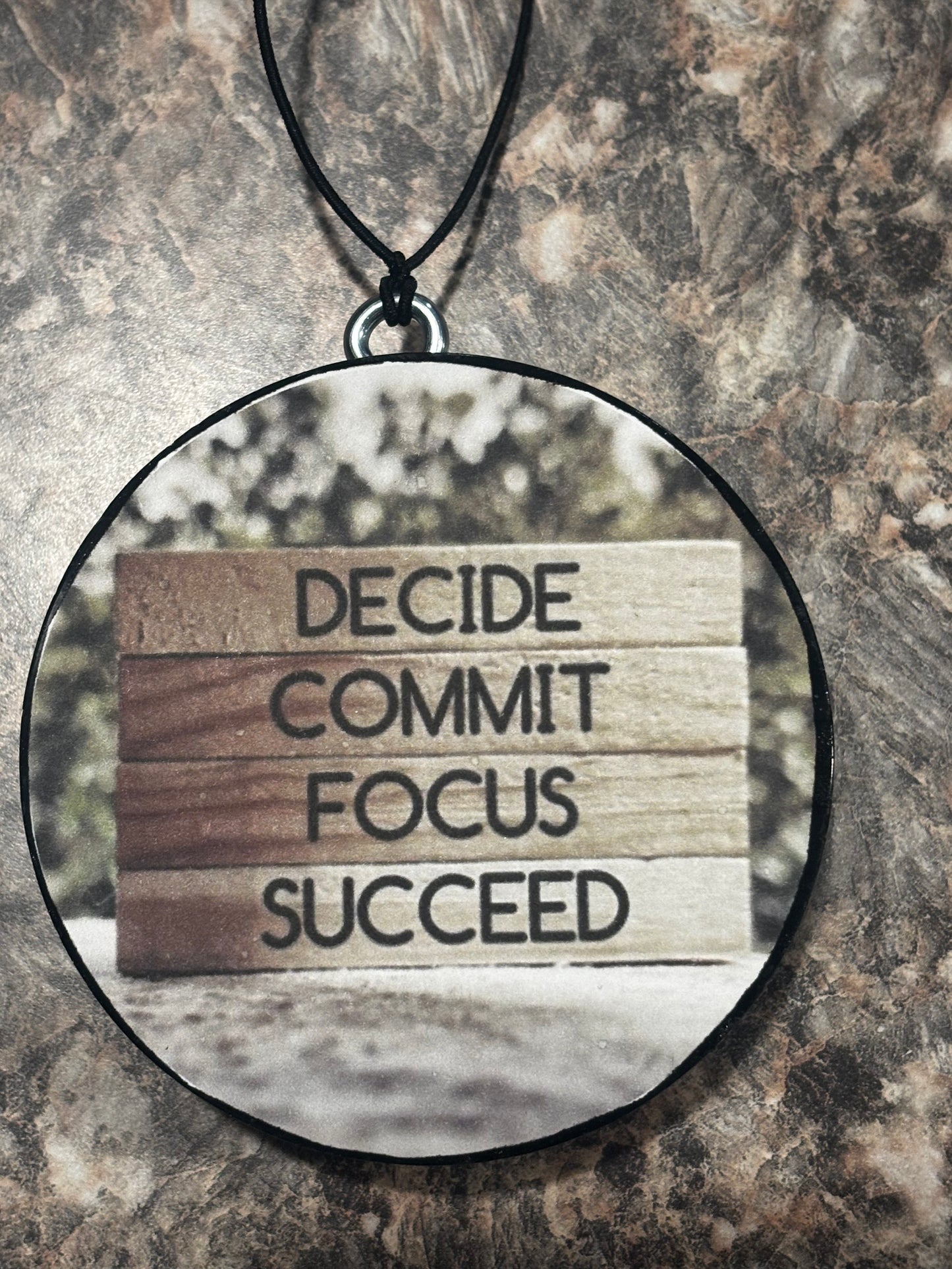 Decide Commit Focus Succeed Car Freshie-Black Coconut