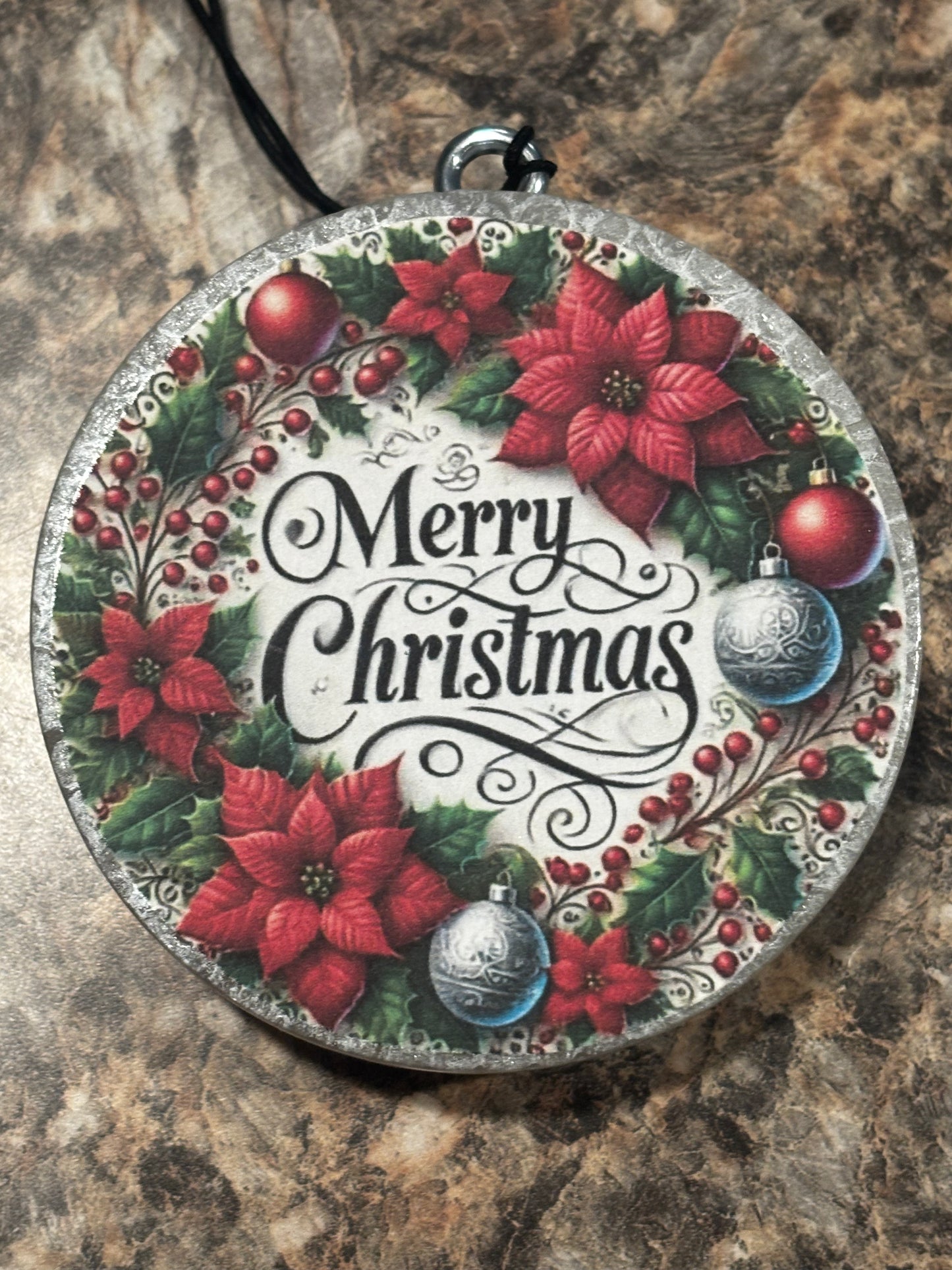 Merry Christmas Poinsetta Car Freshie-Vanilla Bean Noel