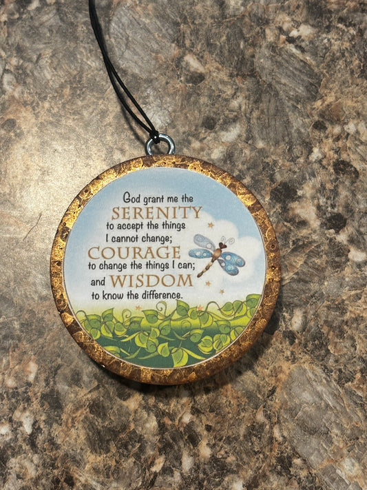 Serenity Prayer Car Freshie-Cherry Leather