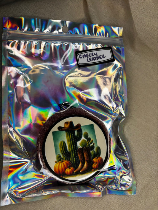 Cactus Boot Car Freshie-Cherry Leather