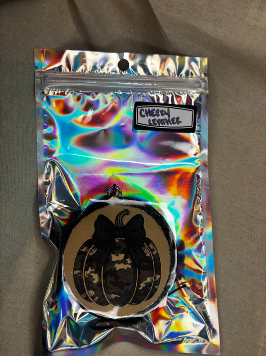 Camo Pumpkin Car Freshie-Cherry Leather