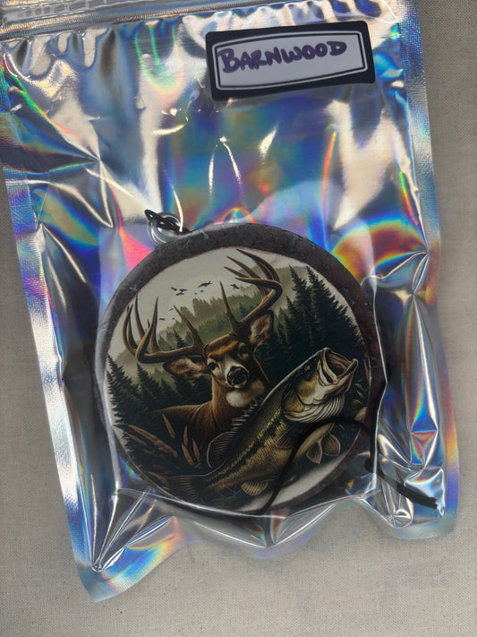 Buck and Fish Car Freshie-Barnwood