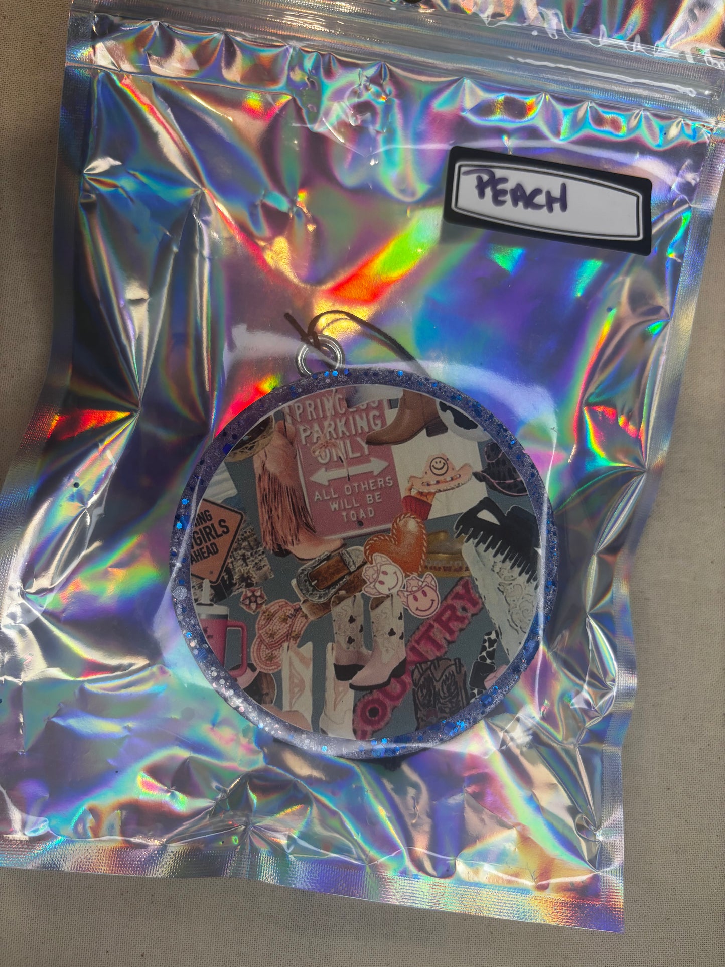 Princess Parking/Cowgirl Boot Car Freshie-Peach