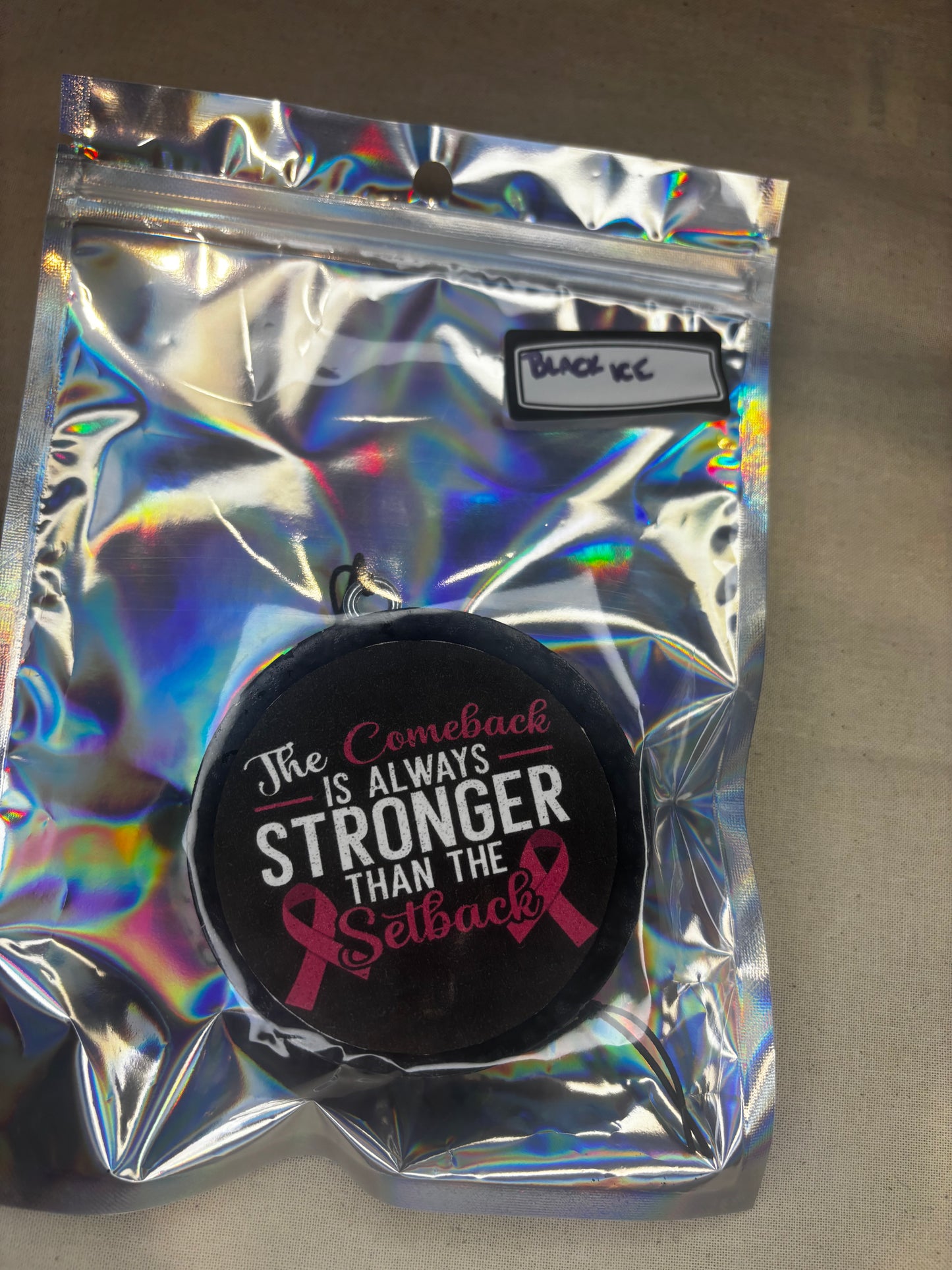 Stronger than the Setback Car Freshie-Black Ice