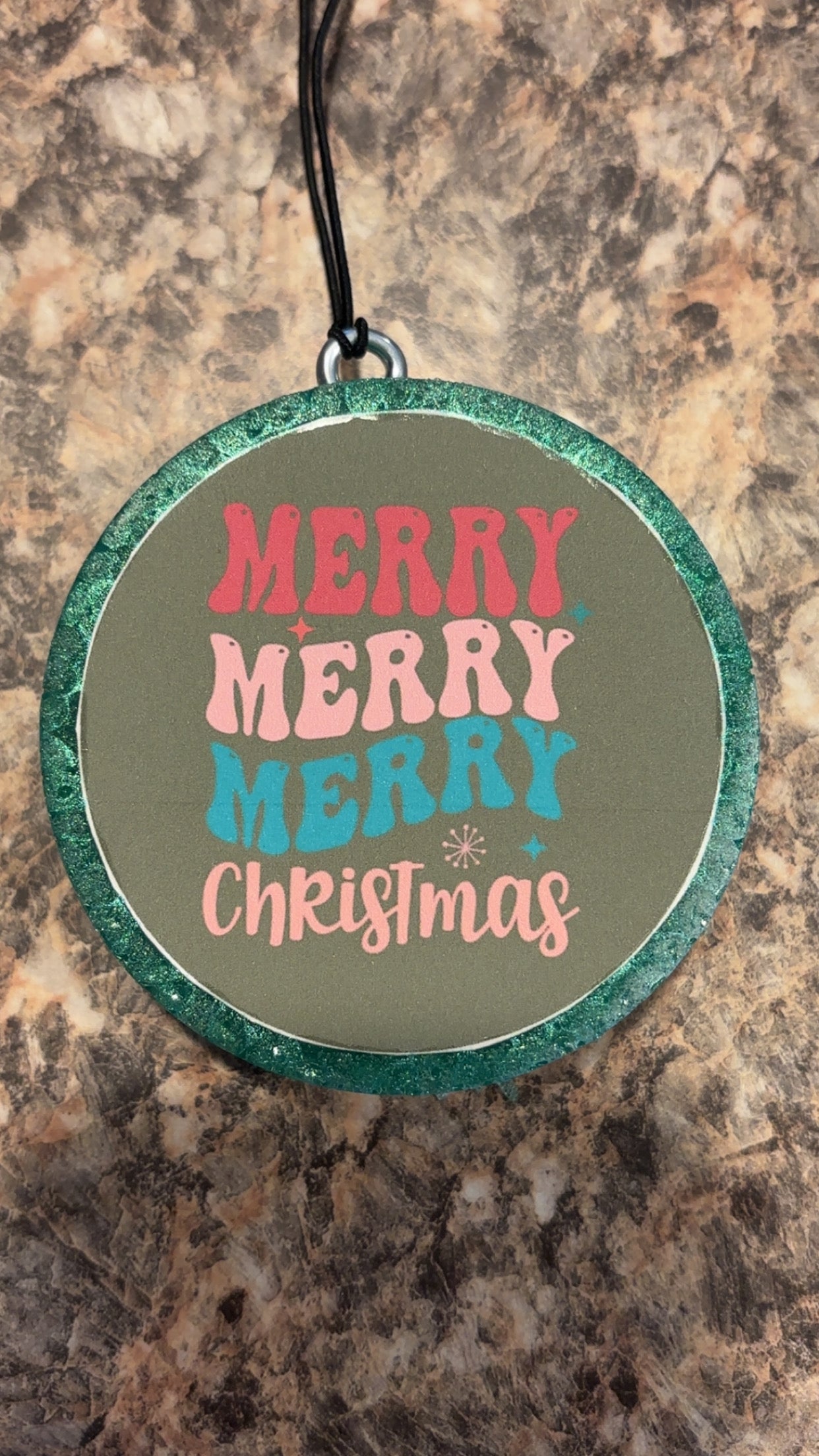 Merry Merry Merry Christmas Car Freshie-Cinnamon Apple