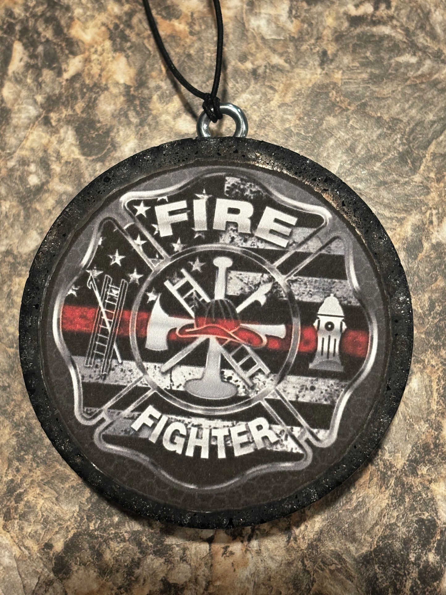 Fire Fighter Car Freshie-Black Coconut