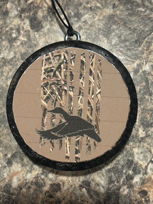 Camo Flag Duck Car Freshie-Black Coconut