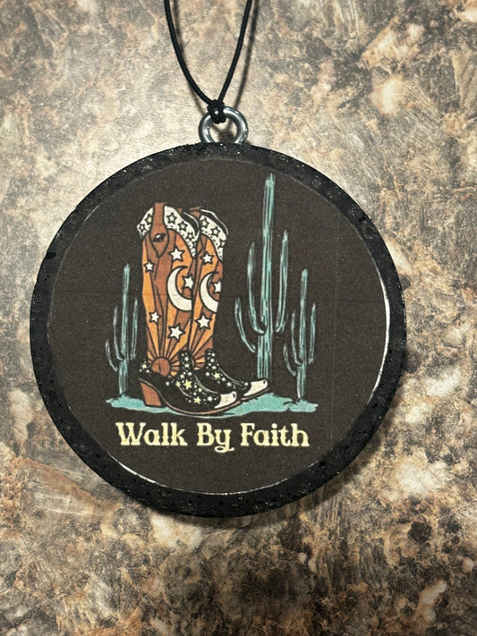 Walk By Faith Car Freshie-Black Coconut
