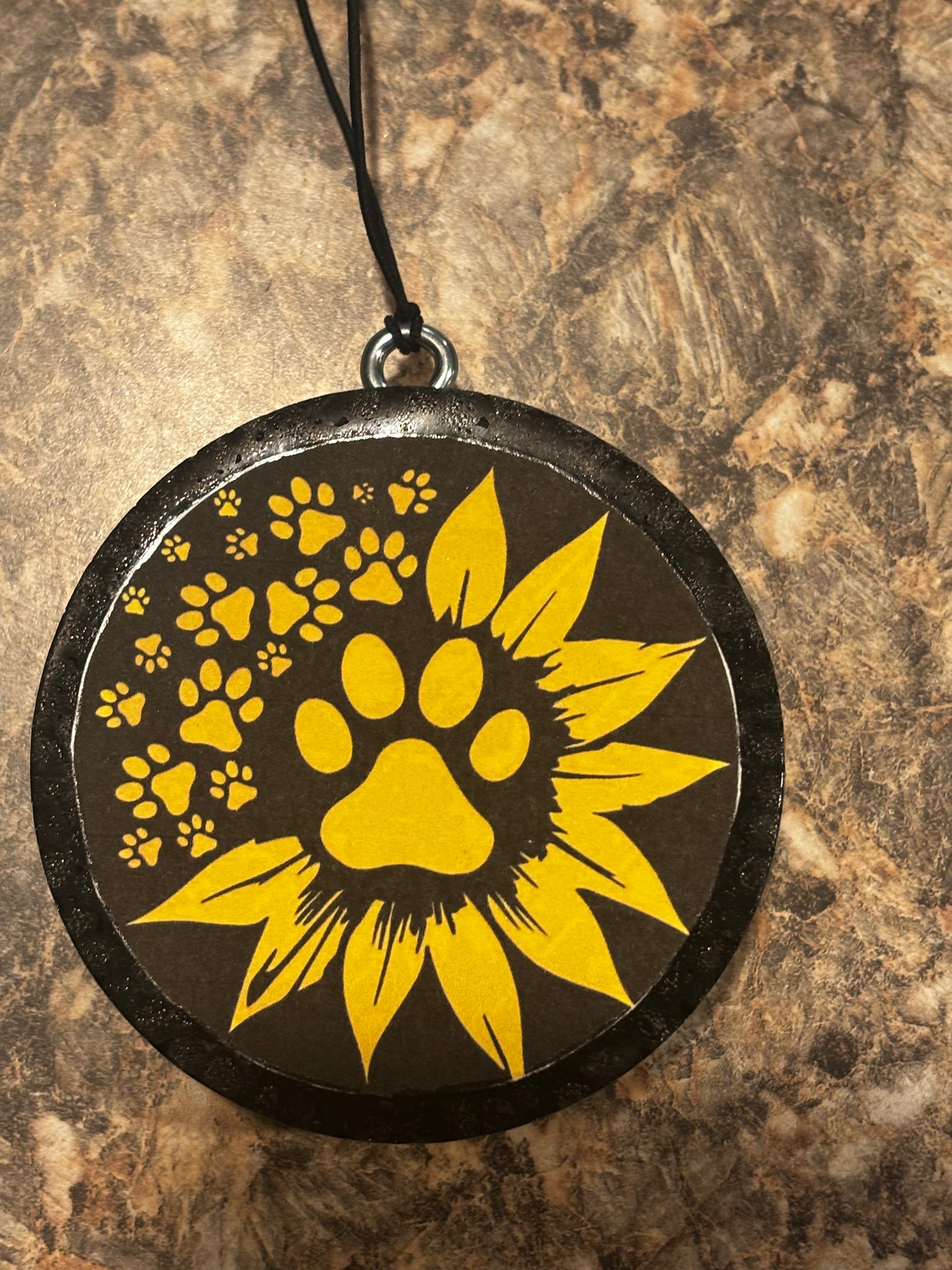 Paw Print Flower Car Freshie-Black Coconut