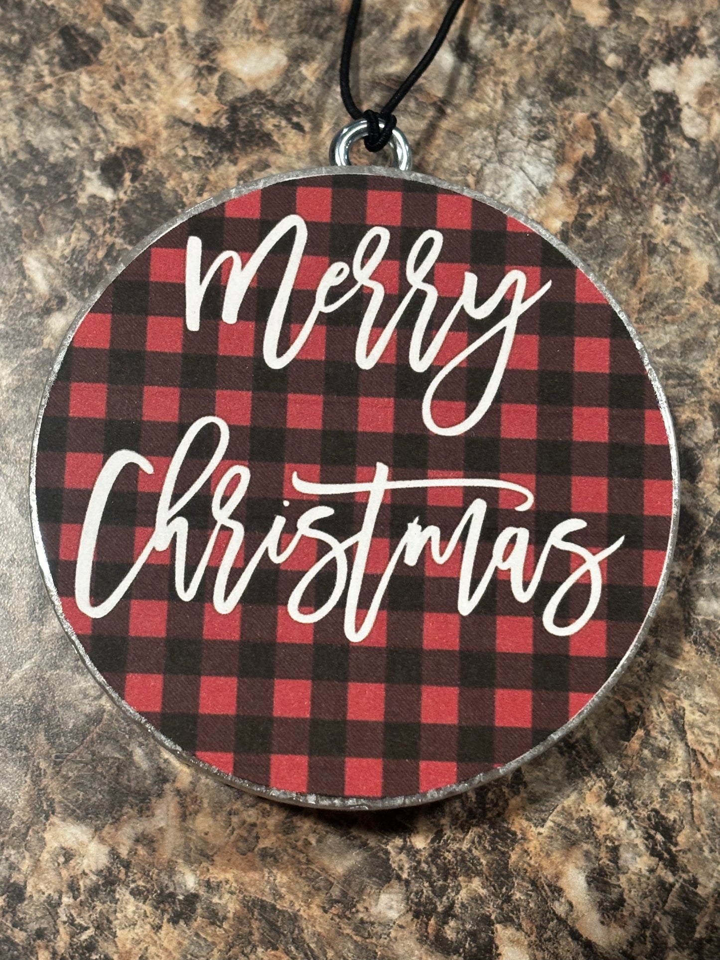 Merry Christmas Buffalo Plaid Car Freshie-Vanilla Bean Noel