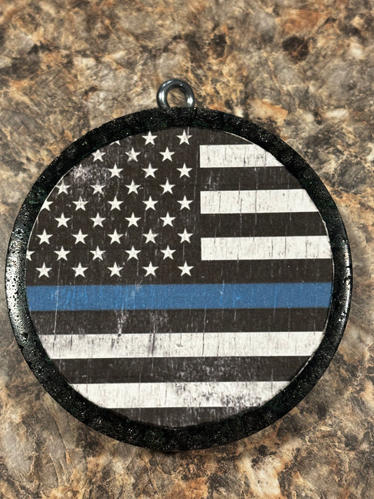 Back The Blue Police Flag Car Freshie-Coconut Lime