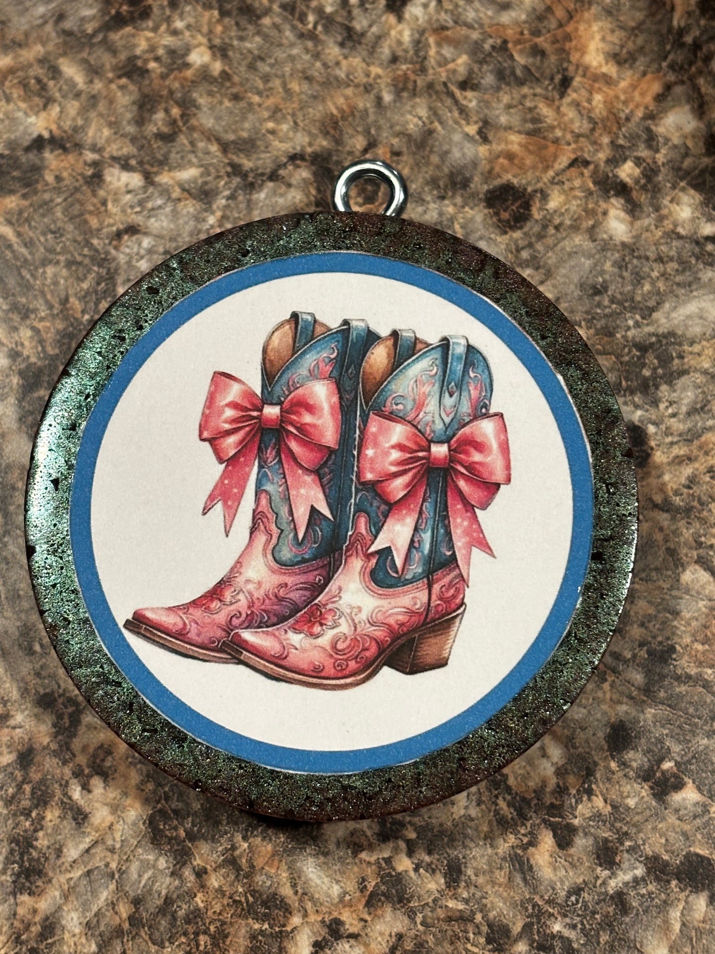 Cowgirl Boots Ribbon Car Freshie-Coconut Lime