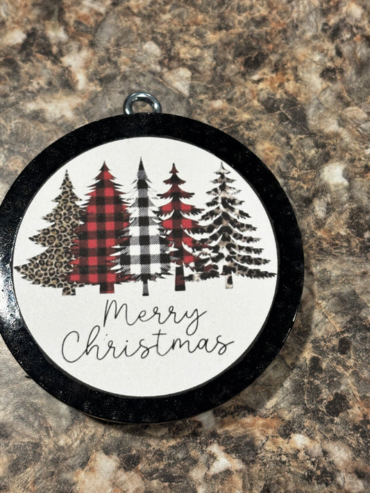 Merry Christmas Buffalo Plaid Trees Car Freshie-Creme Brûlée