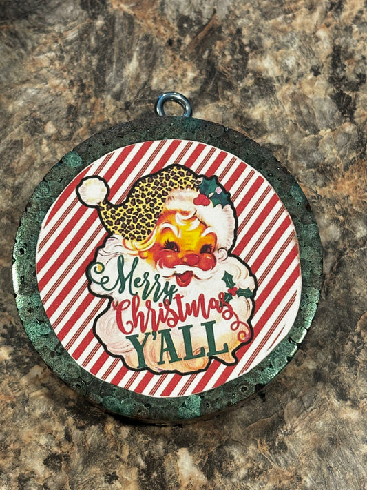 Merry Christmas Y’all Santa Car Freshie-Cinnamon Apple