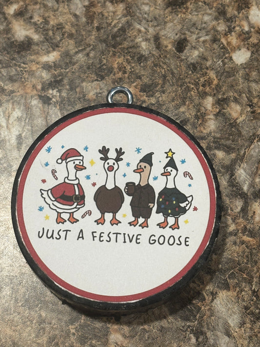 Festive Goose Car Freshie-Tree Farm